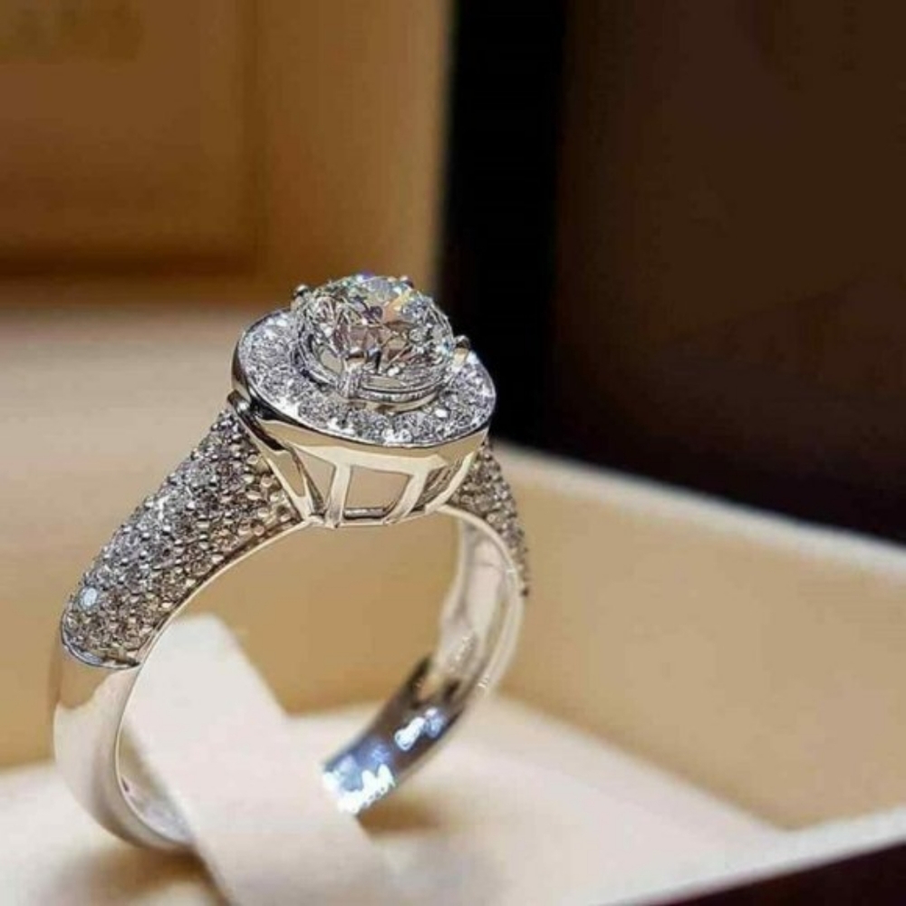 925 Sterling Silver White Sapphire Diamond Ring